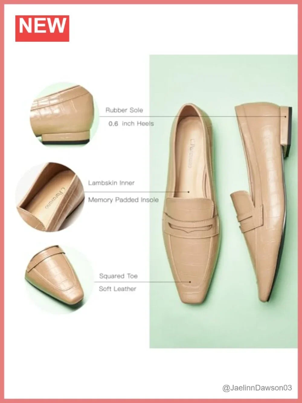 Women's Penny Loafers Slip On Square Toe Flat Shoes with Memory Foam